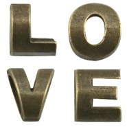 Set van 4 Metalen schuivers letters L O V E Antiek brons